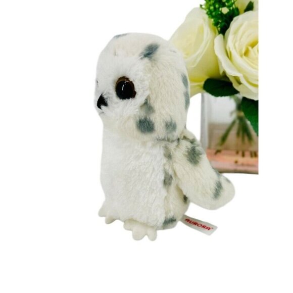 Aurora White Snow Owl Spotted Realistic Plush Stuffed Animal 7" - Picture 3 of 8